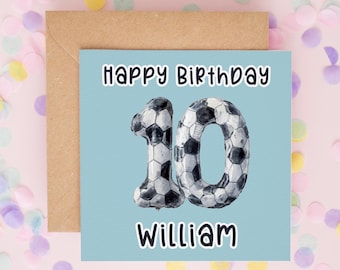 Personalised Football Birthday Card, Custom Name and Age Card for Boys, Kids Soccer Birthday Card for Son, Grandson or Nephew #1090