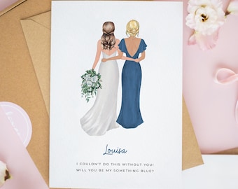 Be My Something Blue Card, Bridesmaid Cards, Will You Be My Bridesmaid, Best Friend Wedding Card, House Party Cards, Maid of Honor Card #832