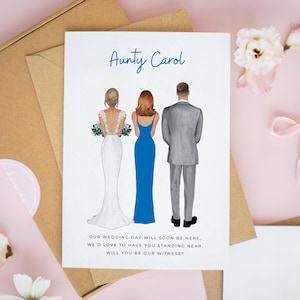 Personalised Wedding Witness Proposal Card, Bride Groom and Officiant Card, Will You Be Our Witness Card, Aunt of the Bride Gift #1008