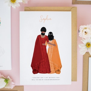 Personalised Indian Will You Be My Junior Bridesmaid Card, Bridesmaid Proposal Card, Bridesmaid Card, Thank You Gift, Asian Wedding #836