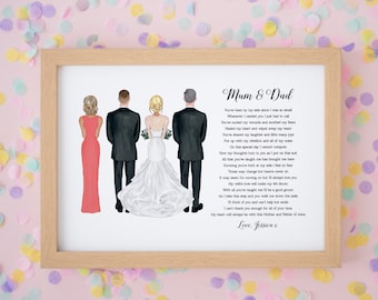 To My Parents on My Wedding Day, Mum & Dad Wedding Cards, Mom and Dad Gift, Parents of the Bride Gift, Wedding Gifts and Presents #P033