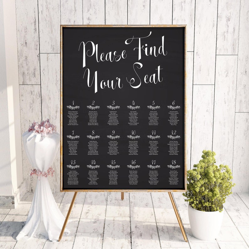 Chalkboard Style, Seating Charts for Easel, Wedding Seating Plan, Foam Board Table Plan, Printed or Printable File, Table Plan 10 image 8