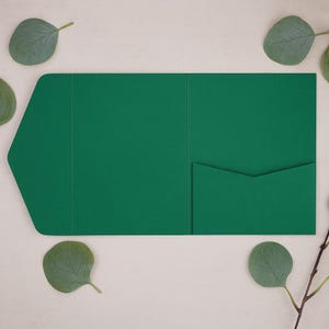 Forrest Green 5x7 Pocketfold Envelopes for Wedding Invitations, Tri Fold Wallet Invitation Pockets, Blank Folio Card Holder, DIY A6 Envelope