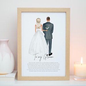 Impression personnalisée pour mon marié, pour mon marié le jour de mon mariage, remerciements mari, mariés, cadeaux de mariage pour M. et Mme # P047
