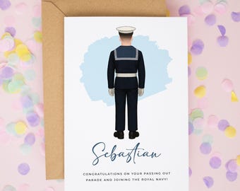Personalised British Navy Passing Out Parade Card, Royal Navy Congratulations, Joining The Navy Gift, Military Husband or Son Card #1117