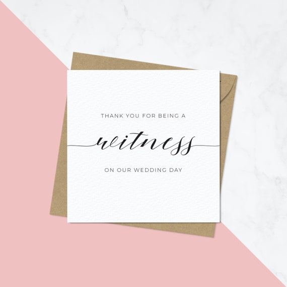 Thank You Witness Card Thank You Wedding Cards Being Our Etsy