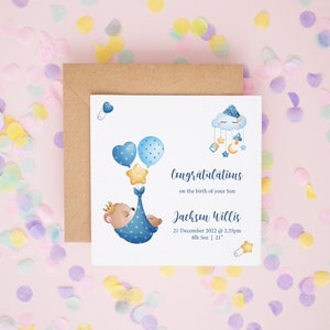 Birth of Your Son Card, Congratulations Cards, New Baby Cards, Personalised New Baby Card, Birth Announcement Cards, New Parent Gifts 664 image 1