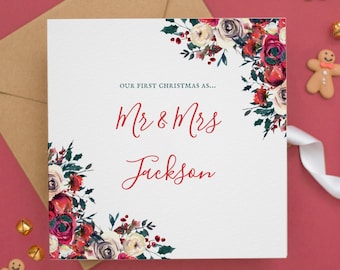 Our First Christmas as Mr & Mrs, Newlyweds Christmas Card, Christmas Card, Personalised Christmas Card, Christmas Card for Husband #330