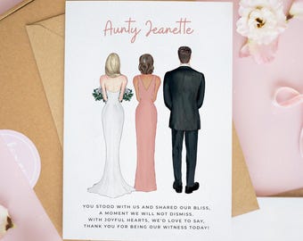 Personalised Thank You For Being Our Witness Card, Bride Groom and Officiant Card, Will You Be Our Witness, Thank You Wedding Witness #1011