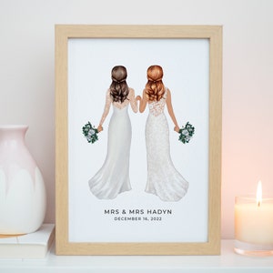 Personalised Mrs & Mrs Print, Bride and Bride Print, On Your Wedding Day Gift, Wedding Present, 1st Wedding Anniversary, Wedding Gifts P030 image 5