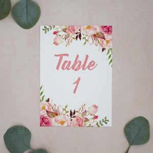Cartões de nome de mesa de casamento, cartões de número de mesa, cartões de nome de lugar, números de mesa de casamento personalizados, papelaria de casamento Blush #WTN-002