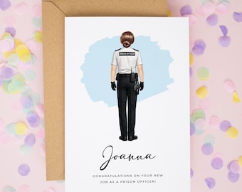 Personalised Female Prison Officer Card, New Job Congratulations, Passing Out Parade Gift, Custodial Manager Promotion, OSG Career #1188