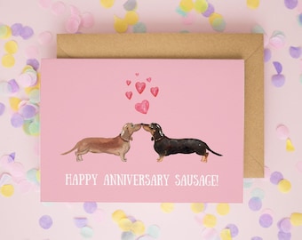 Sausage Dog Anniversary Card, Dachshund Cards, Happy Anniversary Cards, Anniversary Cards, Dog Gifts, Sausage Dog Mum Card, Dog Dad #724