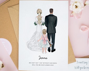 Personalised Flower Girl Card, Will You Be Our Flower Girl Card, Ring Bearer Cards, Wedding Card, Thank You For Being Our Flower Girl #760