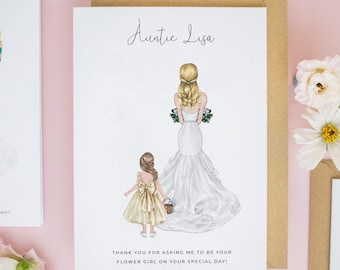 Honoured To Be Your Flower Girl Card, Thank you For Asking Me To Be Your Flower Girl, Flower Girl Cards, Thank you Wedding Cards, Niece #612