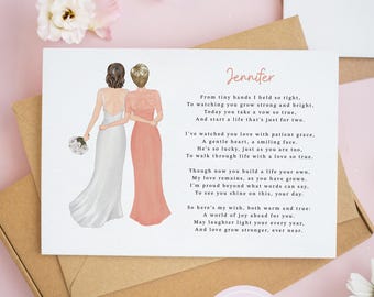 To My Daughter on Her Wedding Day Card, Personalised Wedding Day Cards, Mother of the Bride Cards, Sentimental Keepsake Wedding Cards #978