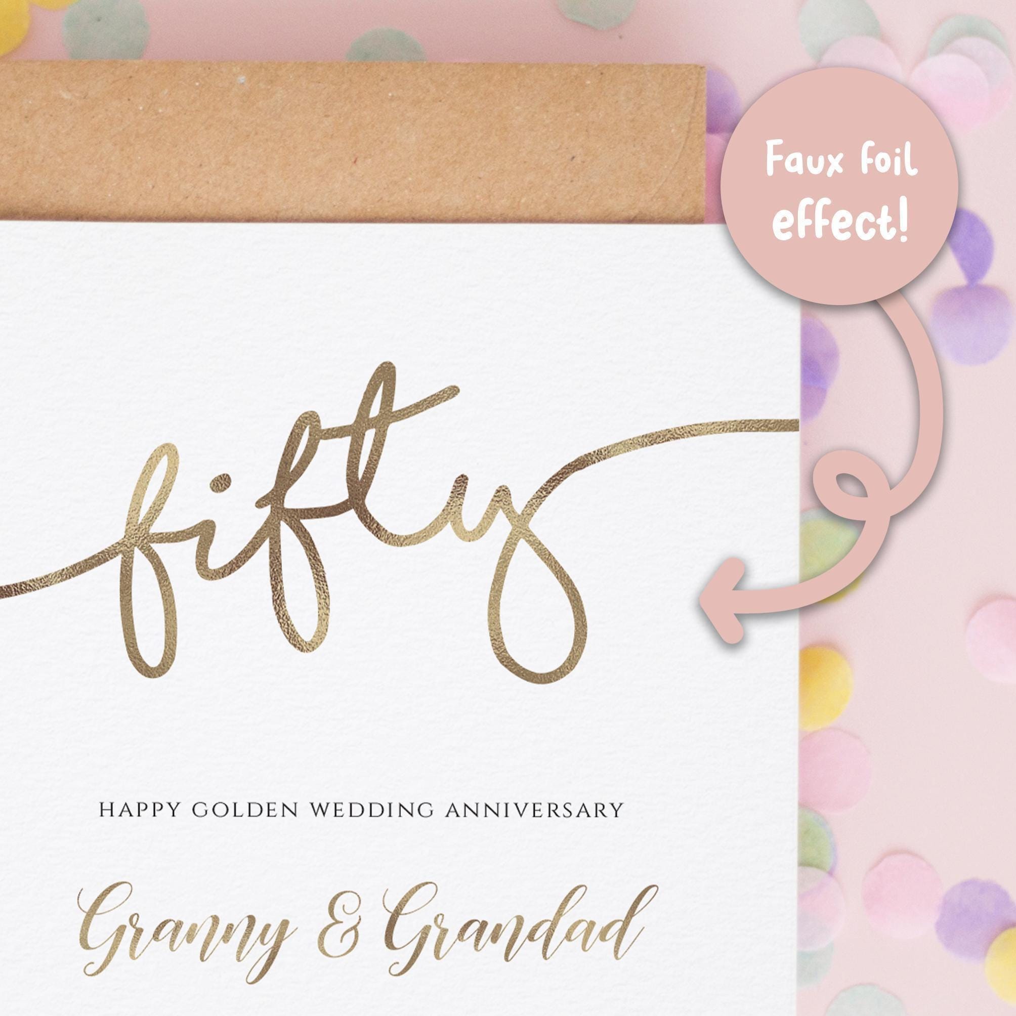 Biglietto 50° Anniversario Matrimonio Oro, Personalizzato Per Mamma E Papà, Fatto A Mano UK