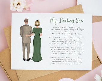 Personalised To My Son Wedding Day Card: Mother to Son Poem (PDF or Printed) #977