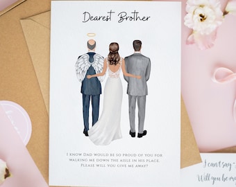 Angel Dad Card, Brother Will You Give Me Away Card, Father of the Bride Cards, To My Brother On My Wedding Day, Dad Wedding Cards #674