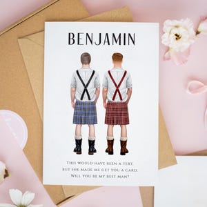 Personalised Scottish Best Man Card, Will You Be My Best Man, Will You Be My Groomsman, Usher Wedding Card, Kilt Wedding Tartan #983