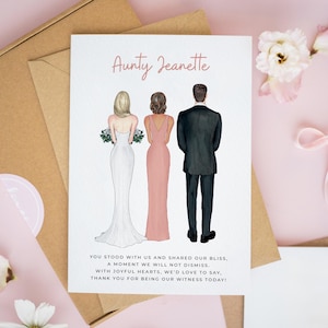 Personalised Thank You For Being Our Witness Card, Bride Groom and Officiant Card, Will You Be Our Witness, Thank You Wedding Witness #1011