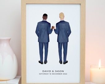 Personalised Mr & Mr Print, Groom and Groom Print, On Your Wedding Day Gift, Wedding Present, 1st Wedding Anniversary, Wedding Gifts #P031