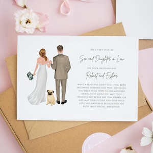 Son & Daughter in Law Wedding Card, Personalised On Your Wedding Day Card, Bride and Groom Card, Pet Cards, Personalised Wedding Gift #1016