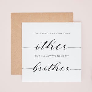 Tarjeta de boda "Siempre necesitaré a mi hermano", Hermano de la novia, Tarjeta de boda personalizada, Recuerdo de boda, Tarjeta "¿Me regalarás?" n.° 980