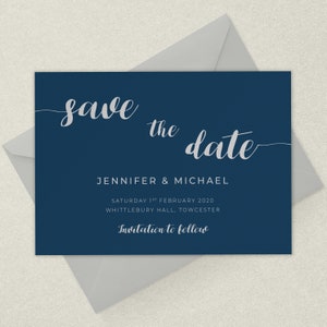 Wedding Save the Date Cards, Navy Blue Save the Dates, Save the Dates, Wedding Invitations, Personalised Wedding Invitations, Design 037 image 8