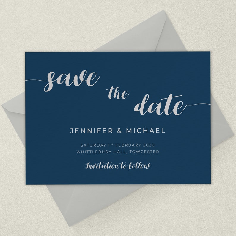 Wedding Save the Date Cards, Navy Blue Save the Dates, Save the Dates, Wedding Invitations, Personalised Wedding Invitations, Design 037 image 8