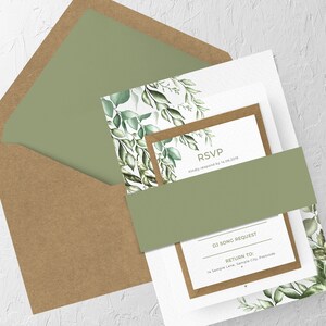 Rustic Greenery Invitation, Wedding Invitation Bundles, Invitation Sets, Printable Invitations, Wedding Invites, PDF Template, 2435 imagen 2