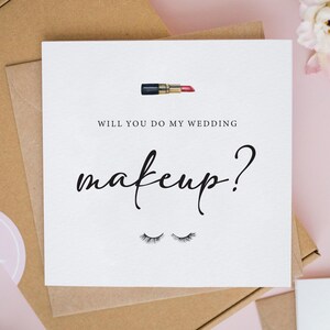 Biglietto "Mi occuperai del trucco per il mio matrimonio?", Biglietto di proposta di matrimonio personalizzato per truccatrice, Biglietto di matrimonio personalizzato per truccatrice, Biglietto di proposta di matrimonio per truccatrice dalla sposa n. 1013