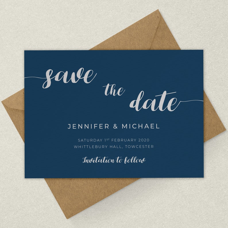 Wedding Save the Date Cards, Navy Blue Save the Dates, Save the Dates, Wedding Invitations, Personalised Wedding Invitations, Design 037 image 7