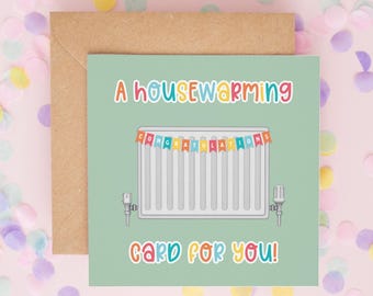 Housewarming Card for New Home, Funny New House Card, Congratulations On Your New House Gift, Radiator, Congrats New Home Couple Card #1135