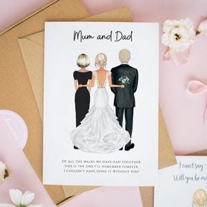 Mother & Father of the Bride Card, Personalised Wedding Cards, To My Parents on My Wedding Day Card, Mother and Father of the Bride, #587
