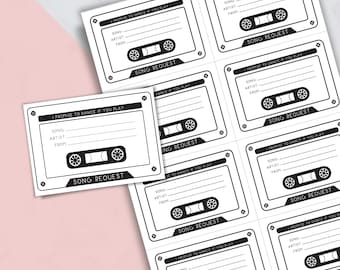 Wedding Song Request Cards: Cassette Tape Design (PDF Digital Download)