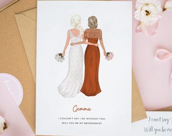 Personalised Bridesmaid Card, Will You Be My Bridesmaid, Bridesmaid Proposal Cards, Bridesmaid Gift, Bridesmaid Maid of Honour Card #603