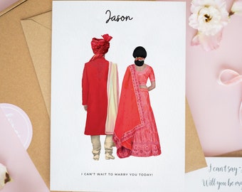 Personalised Groom & Bride Card, To My Groom On Our Wedding Day, To My Bride On Our Wedding Day, Pakistan Wedding Cards, Asian Wedding #801