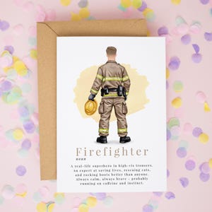 Personalised Firefighter Definition Card, Funny Firefighter Gift, Firefighter Appreciation Card , New Job Card for Fireman Graduation #1024