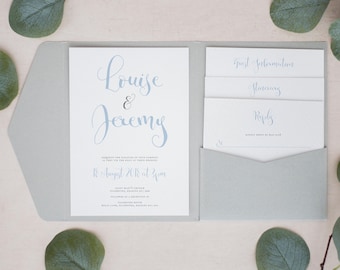 Personalisierte Pocketfold Einladungen, Hochzeitseinladung, Pocketfold Einladungskarte, #PF-022