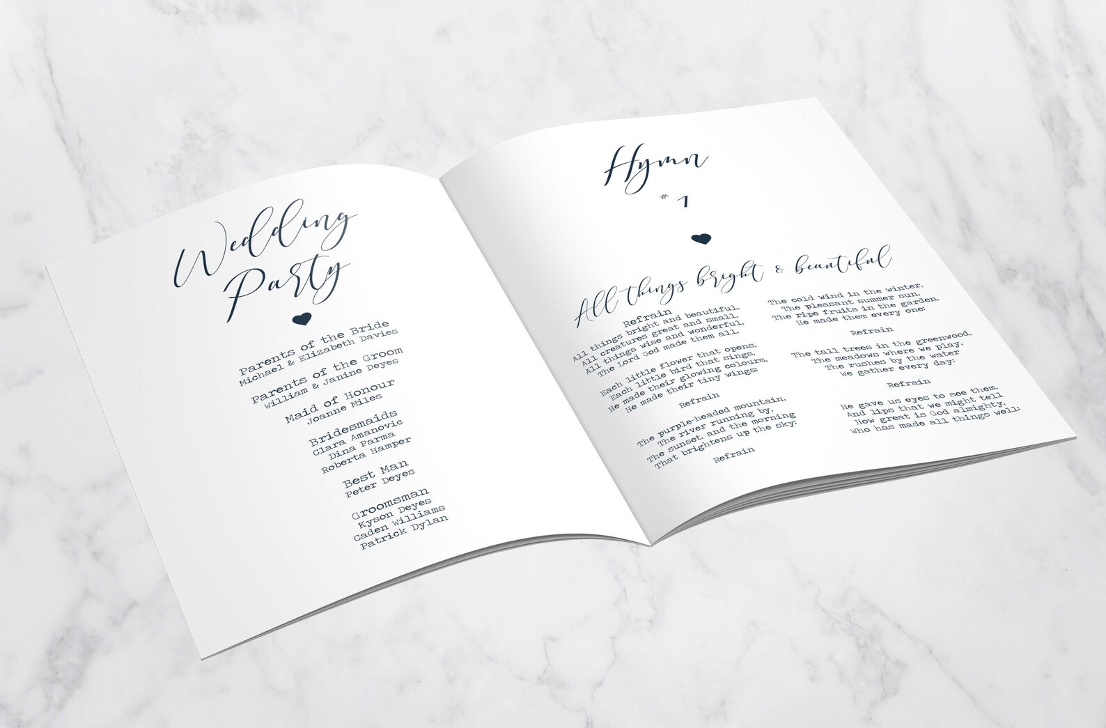 Wedding Order of Service Booklet Church Wedding Booklet - Etsy UK