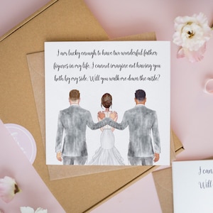 Two Dad Wedding Card, Will You Walk Me Down The Aisle? Dad Step Dad Wedding Cards, Give Me Away Cards, Wedding Cards, Of All The Walks #362