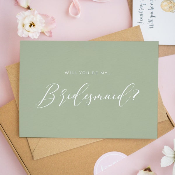 Will You Be My Bridesmaid Card, A6 Bridesmaid Card, Will You Be My Bridesmaid, Bridesmaid Proposal Cards, Sage Green Bridesmaid Cards #715