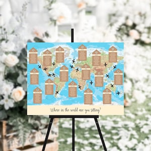 World Map Wedding Seating Chart: Travel Theme, Foam Board or Poster