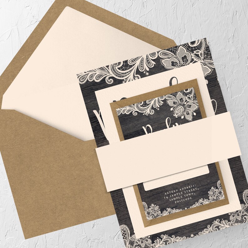 Lace & Rustic Wedding Invitation Bundles Invitation Sets Etsy