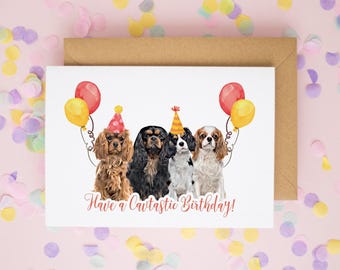 Cavalier Birthday Card, Cavalier King Charles Spaniel Card, Happy Birthday Card, Birthday Gifts, Dog Birthday Card, Birthday Card For Mum