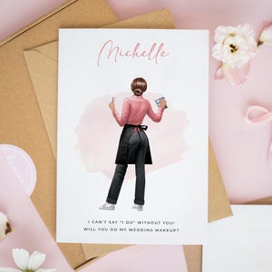 Gepersonaliseerde kaart bruiloft make-upartiest, wil je mijn bruiloft make-up doen, bedankt voor het doen van mijn make-up, kaarten bruids make-upartiest #1019