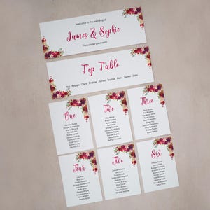 Sitzplan Karten, Herbstliche Hochzeitskarten, Eskort Hochzeitskarten, Tischplan Karten, Sitzplan, #DTP-010