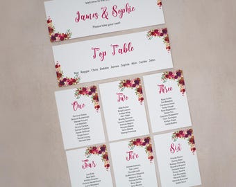 Seating Plan Cards, Autumnal Wedding Cards, Escort Wedding Cards, Table Plan Cards, Wedding Seating Plan, Table Plan, #DTP-010