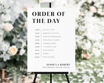 Wedding Order of the Day Sign, Order of Events Sign, Wedding Signs, Welcome Sign Board, Foam Board Wedding Sign, Printable Wedding #5066